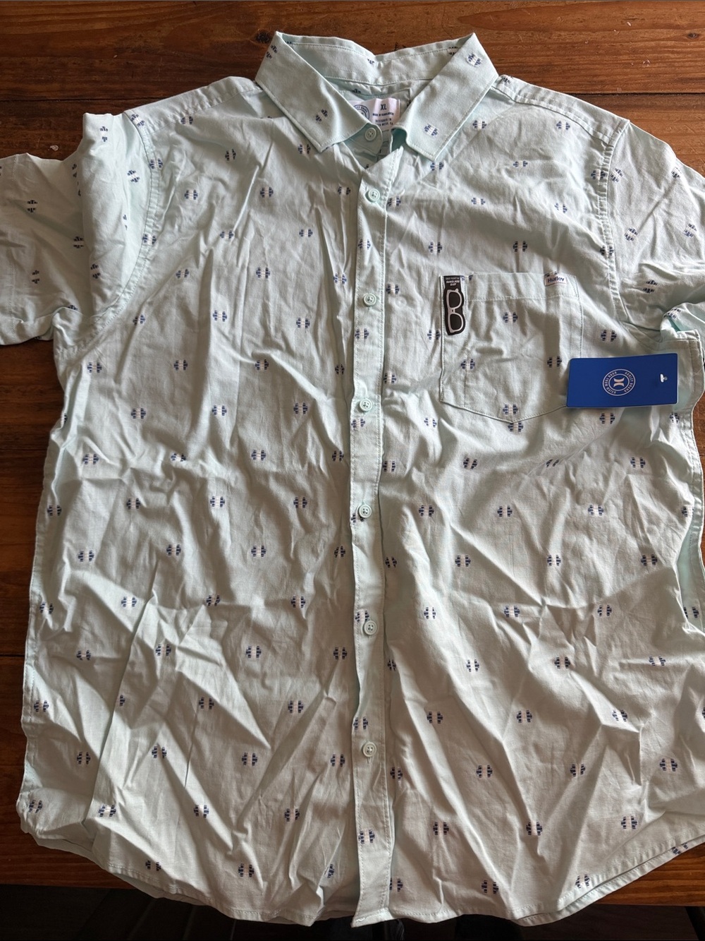 Men's Hurley Light Mint Short-Sleeve Button-Up Shirt